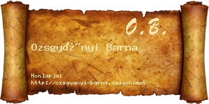 Ozsgyányi Barna névjegykártya